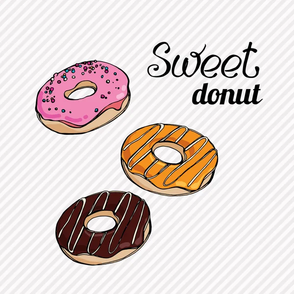 Tasty sugar pastry delicious donut — Stock Vector