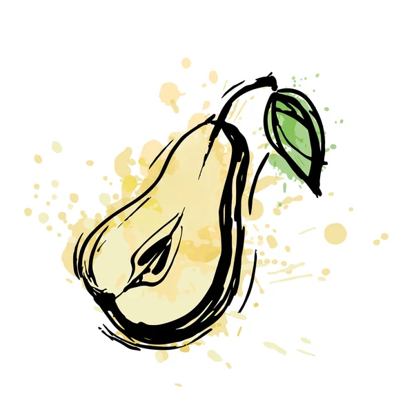 Croquis poire mûre sur blanc — Image vectorielle