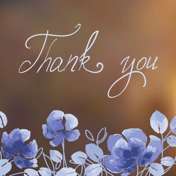 Thank you! card with watercolor flowers — Stock Vector