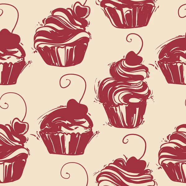 Patrón de cupcakes Doodle — Vector de stock