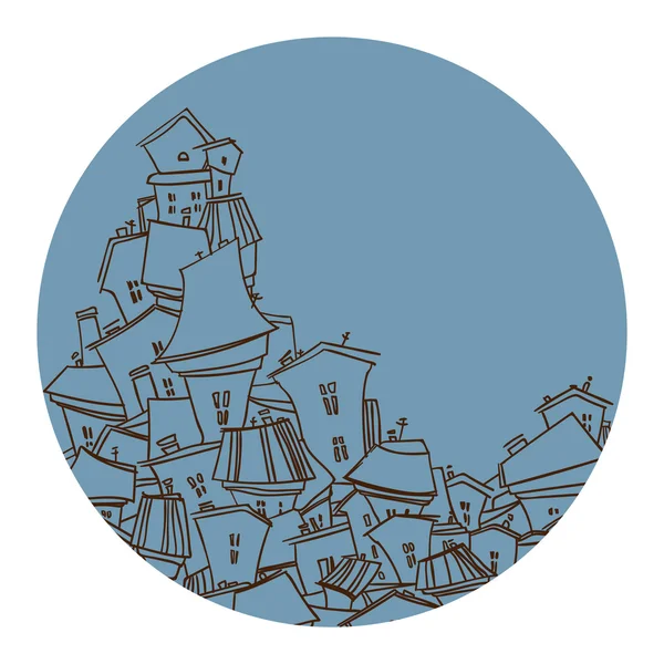 Κινούμενα σχέδια περίγραμμα πόλης σπίτια — Διανυσματικό Αρχείο
