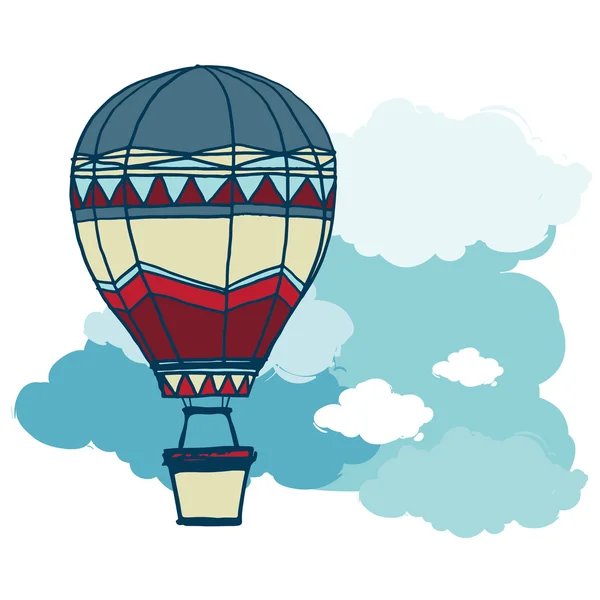 Globo de aire caliente flotando en el cielo — Vector de stock