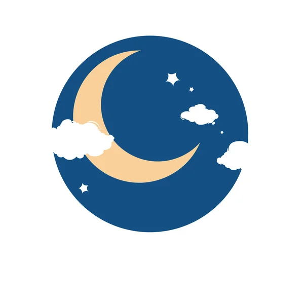 Éjszakai égbolt holddal és csillagokkal — Stock Vector