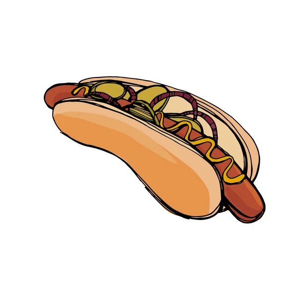 Hot-Dog auf Weiß — Stockvektor