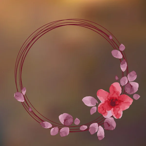 Όμορφη κάρτα με ακουαρέλα floral στεφάνι — Διανυσματικό Αρχείο