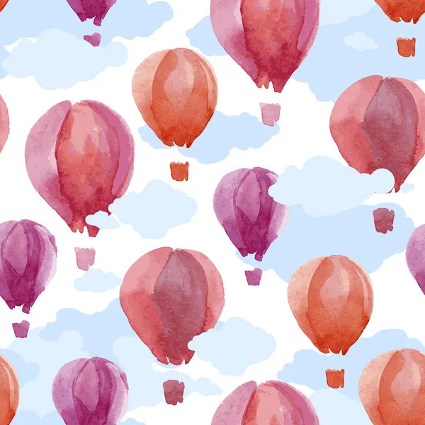 Padrão sem costura com balões de ar quente — Vetor de Stock