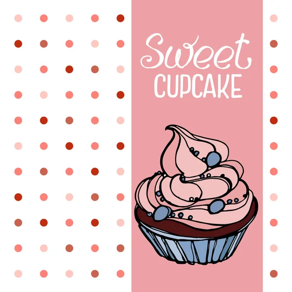 Sweet cupcake with berries — Stock Vector