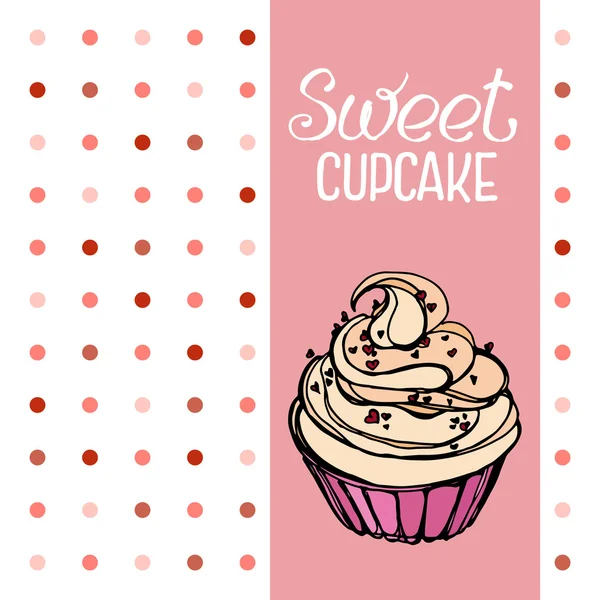 Cupcake doce com corações —  Vetores de Stock