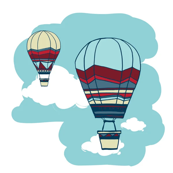 Heißluftballons schweben am Himmel — Stockvektor