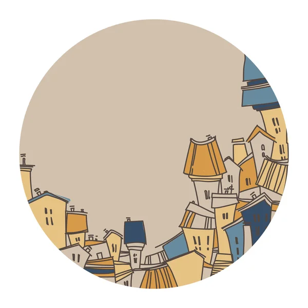 Kreskówka miasto w okrągłe ramki — Wektor stockowy