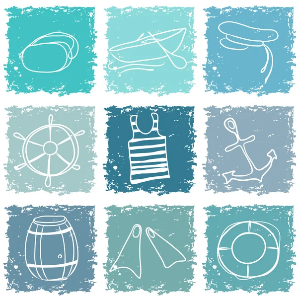 Doodle símbolos del mar — Vector de stock