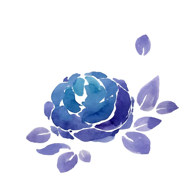 Blue watercolor rose greeting card — Stok Vektör