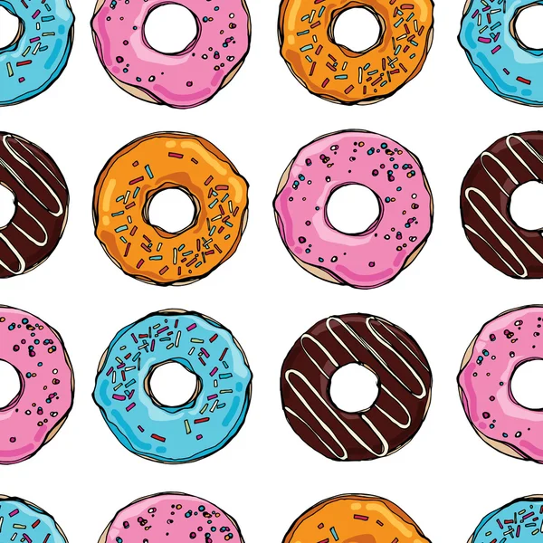 Padrão sem costura com donuts coloridos —  Vetores de Stock