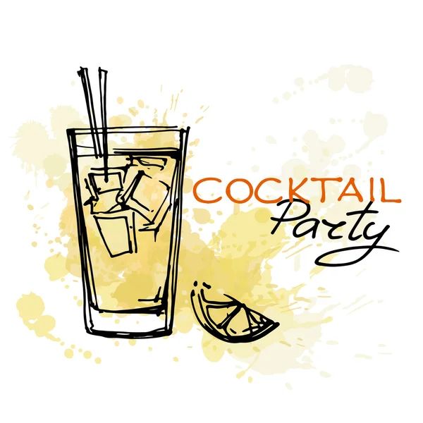 Handgezeichnetes Poster Cocktailparty — Stockvektor
