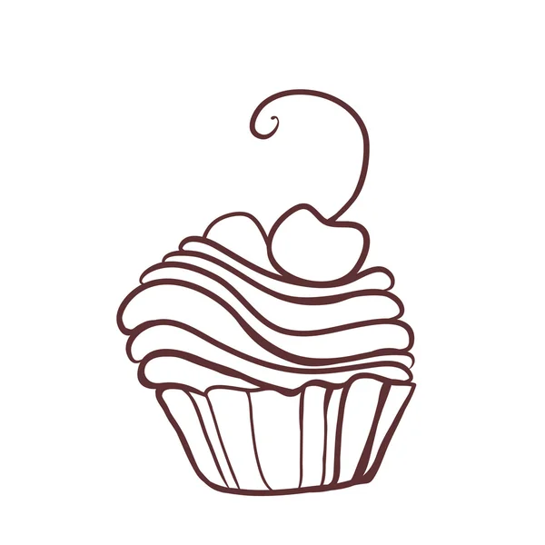 Sweet cupcake met cherry — Stockvector