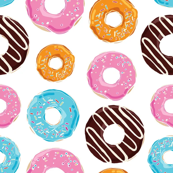 Seamless pattern with colorful donuts — Stock Vector