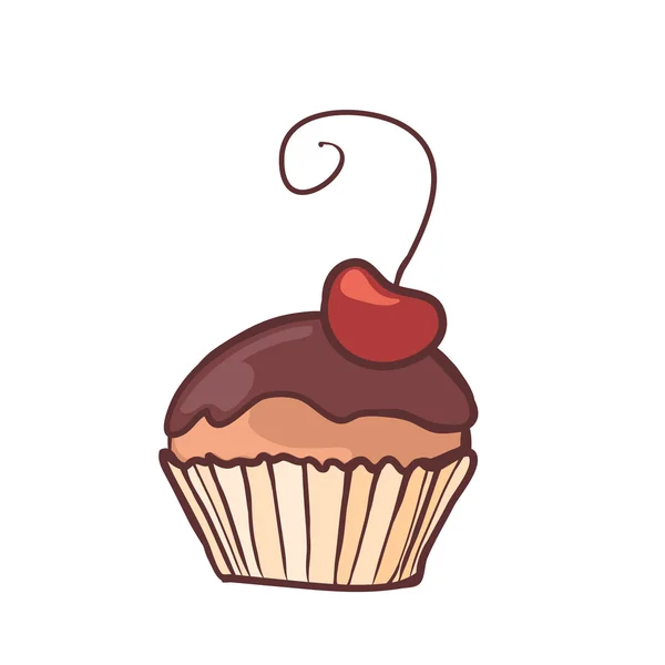 Sweet cupcake met cherry — Stockvector