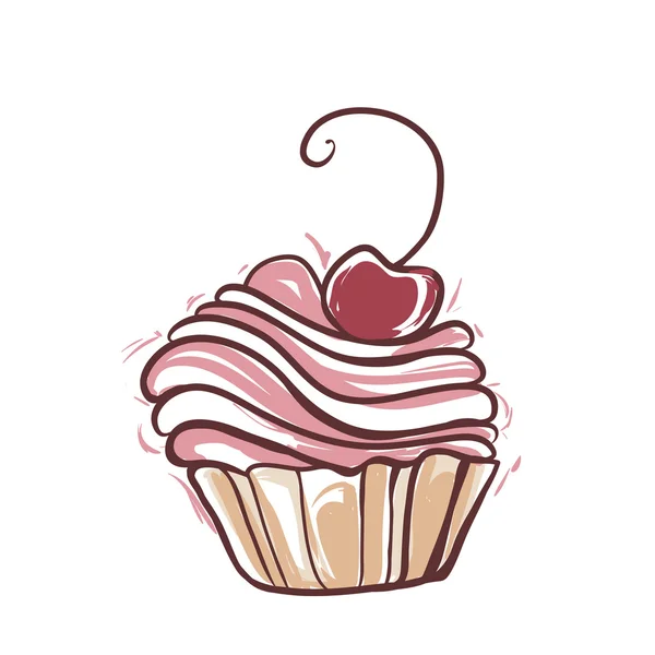 Sweet cupcake with cherry — Stock Vector