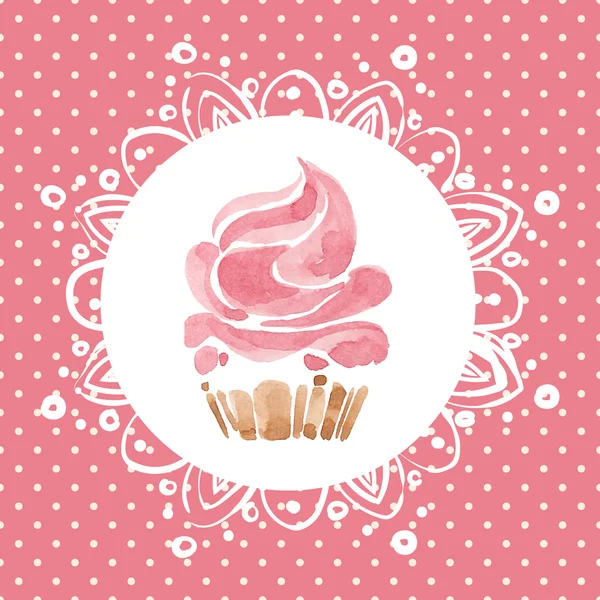 Hermosa tarjeta de felicitación con cupcake — Vector de stock