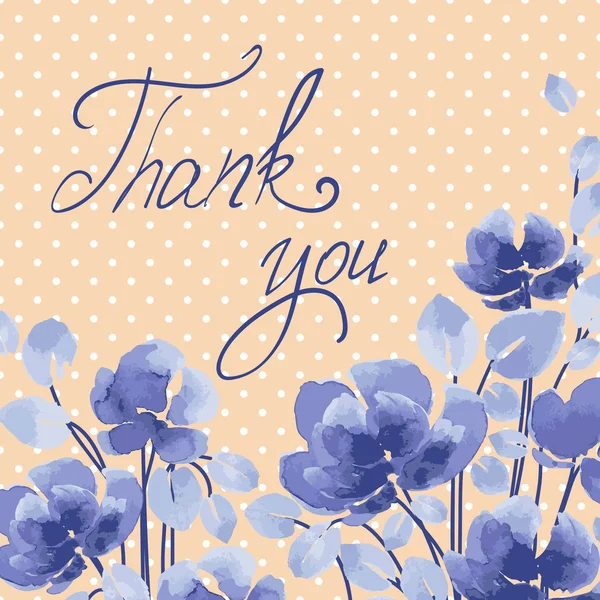 Thank you! card with watercolor flowers — Stok Vektör