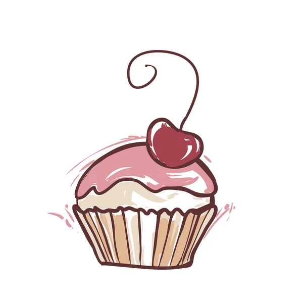 Sweet cupcake with cherry — Stock Vector