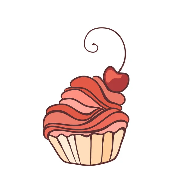 Sweet cupcake met cherry — Stockvector
