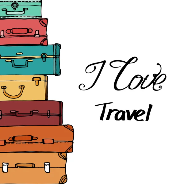 Pile of colorful suitcases Vector Graphics