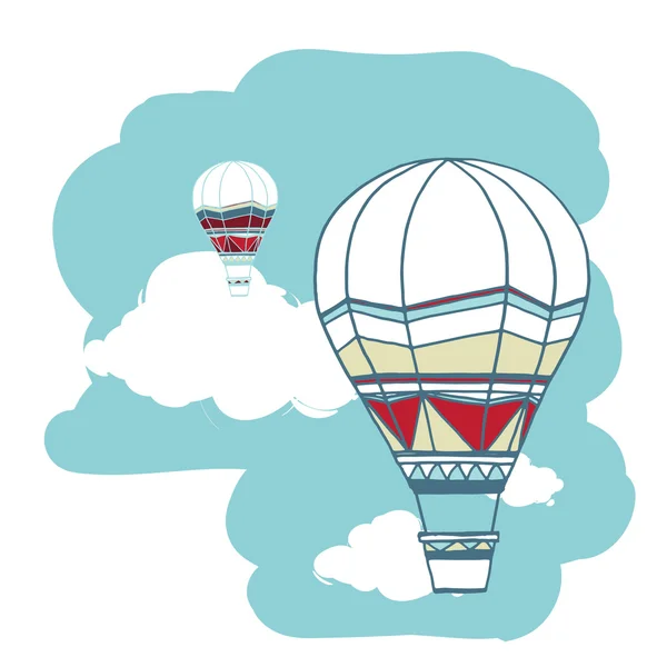 Varmluftsballonger flyter i himlen Royaltyfria Stockvektorer
