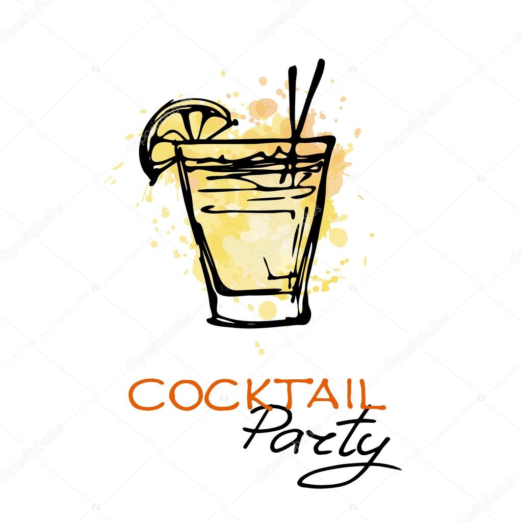 Hand drawn cocktail party poster