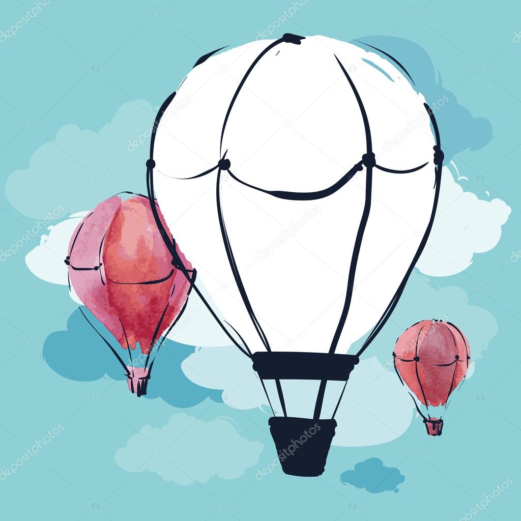 hot air balloons  in blue sky