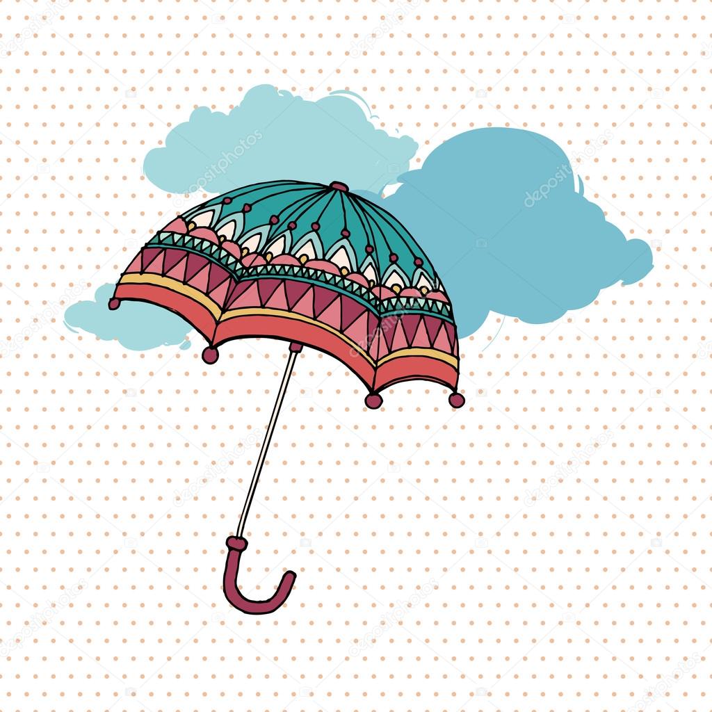 background with clouds and umbrella