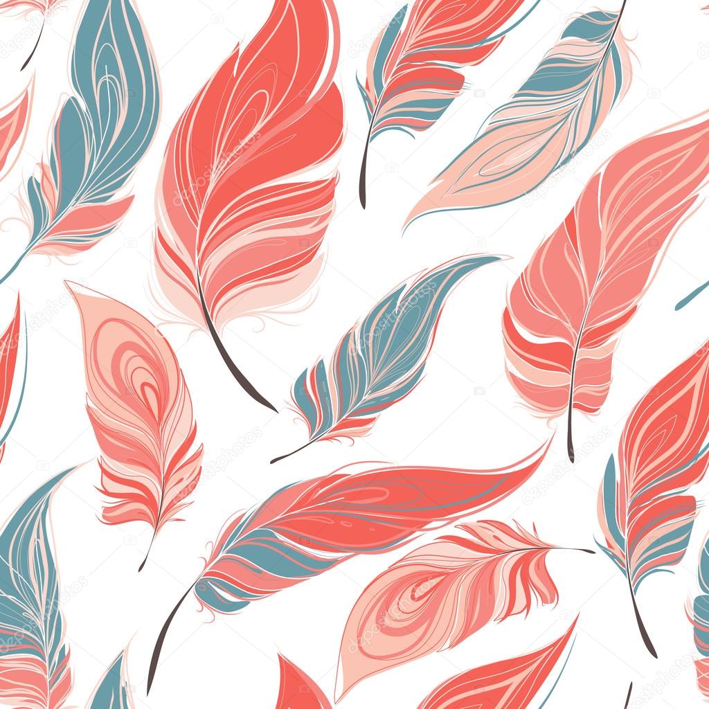 Ethnic seamless pattern with feathers