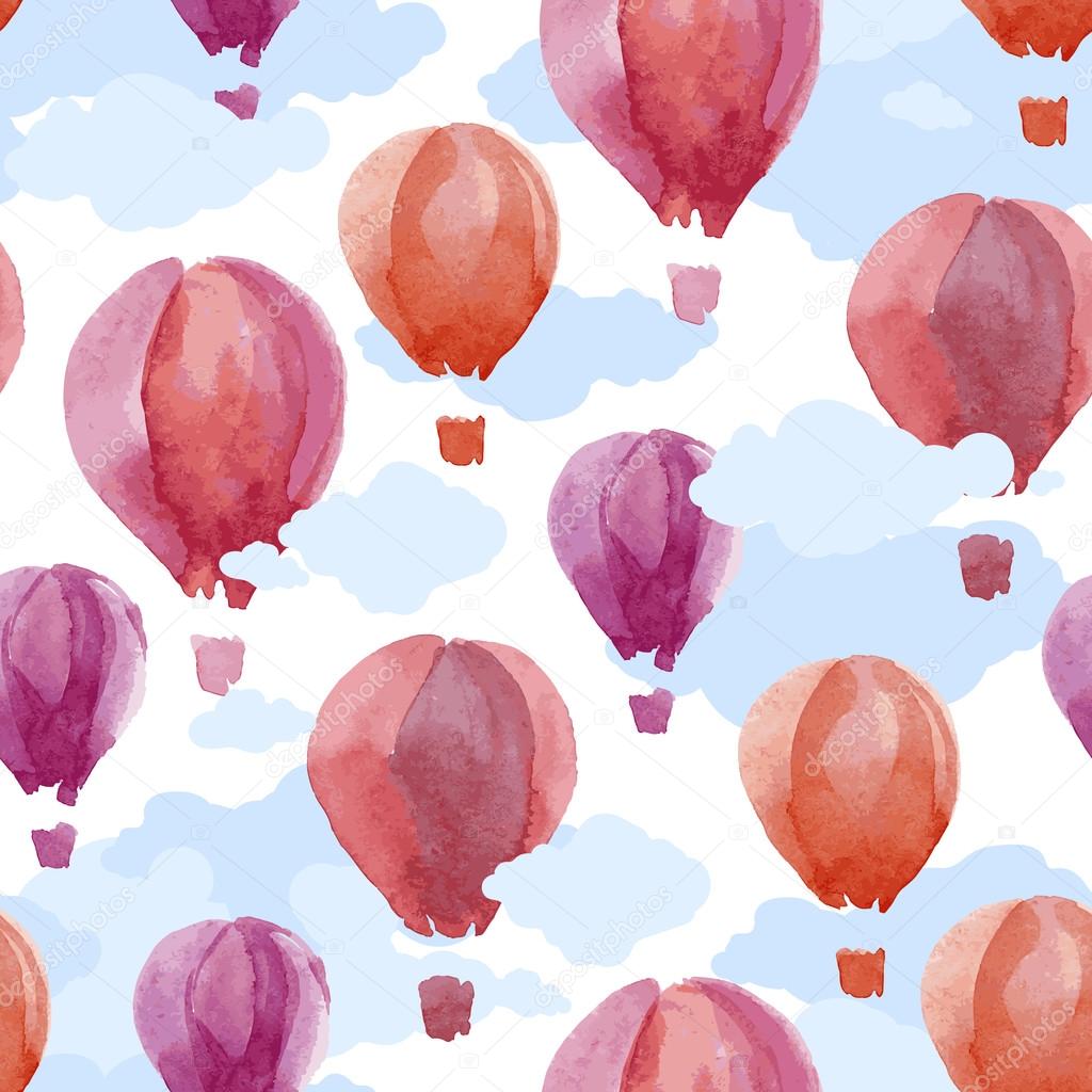 seamless pattern with hot air balloons