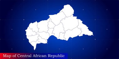 Orta Afrika Cumhuriyeti 'nin dijital haritası. Dinamik şebeke ağı ile resimlenmiş.