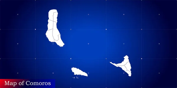 Comoros 'un dijital haritası. Dinamik şebeke ağı ile resimlenmiş.