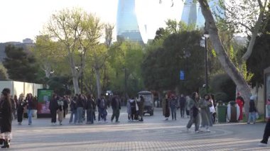 Bakü, Azerbaycan 'da şehir manzarası ele geçirildi