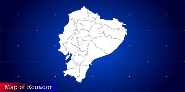 Ekvador 'un dijital haritası. Dinamik şebeke ağı ile resimlenmiş.