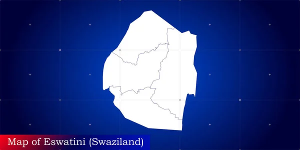 Eswatini 'nin dijital haritası (Svaziland). Dinamik şebeke ağı ile resimlenmiş.