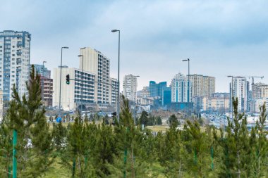 Central Park 'ta hava soğuk. Bakü, Azerbaycan. 15.02.2025.