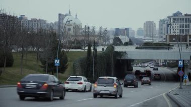 Bakü, Azerbaycan 'da şehir manzarası ele geçirildi