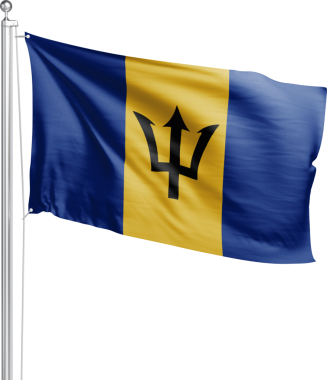 Şeffaf arkaplanda izole edilmiş Barbados bayrağı