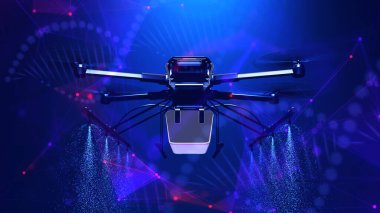 Plexus çizgilerinin dijital DNA arka planı çevre ve tarım insansız hava aracı