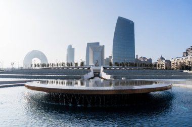 Karabağ, Azerbaycan 'dır! 44 günlük Vatanseverlik Savaşı. Zafer Parkı, Zafer Kemeri, Zafer Anıtı. Bakü, Azerbaycan. 01.02.2026.