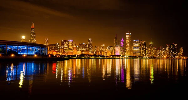 Chicago Skyline Beaming Night — Stock Photo, Image