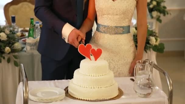 Corte de pastel de boda — Vídeo de stock
