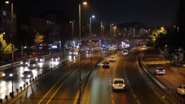 Ufuk kentsel soyut doku, şehir ışıkları gece, vintage veya retro renk tonu sokakta arabadan bokeh ile arka plan bulanık