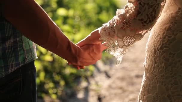 Young couple in love walking — Stock Video