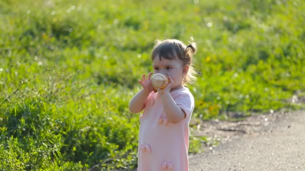 Μωρό πιπίλισμα που βρίσκεται στο πάρκο — Αρχείο Βίντεο