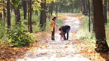 Güz Parkta yürümek kadar kolay mutlu bir aile