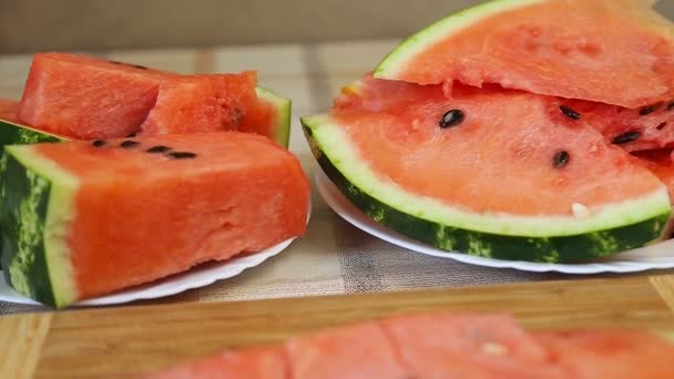 Skivor av vattenmelon — Stockvideo